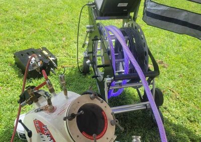 Sewer relining machine with purple pipe